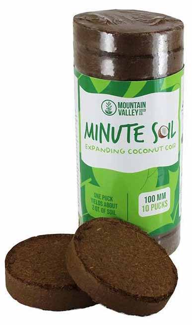 Mountain Valley Minute Soil - Discos medianos de crecimiento comprimido sobre un fondo blanco aislado.